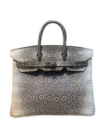 Hermes Birkin 25 Ombre Lizard Palladium Hardware Cream