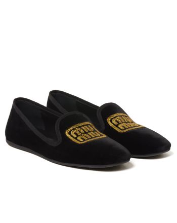 Miumiu Women's Velvet Slippers Black