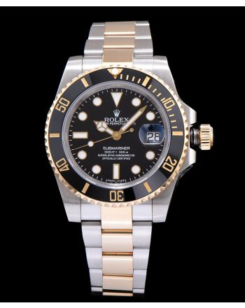 Rolex Submariner Two Tone Oyster Perpetual Watch Black