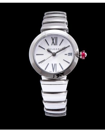 Bvlgari golden stainless steel and diamond watch White