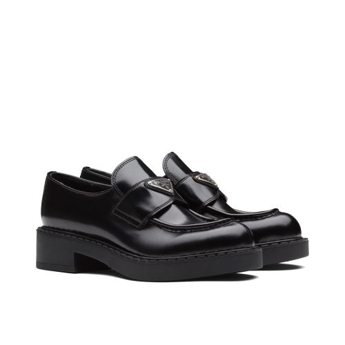 Prada Women's Monolith Brushed Leather Pointed Loafers 