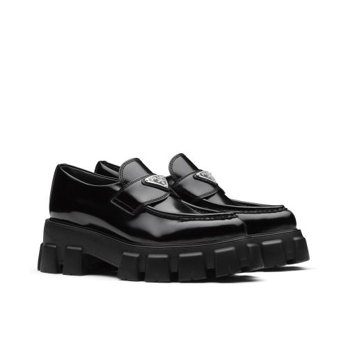 Prada Women's Monolith Brushed Leather Pointed Loafers